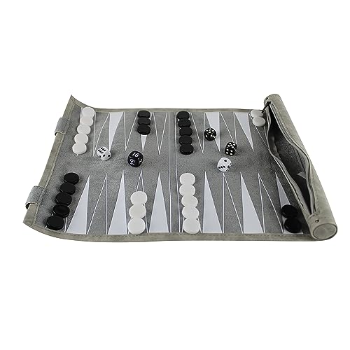 Travel Roll Up Backgammon-Set, 33 cm, Grau von Chessgammon