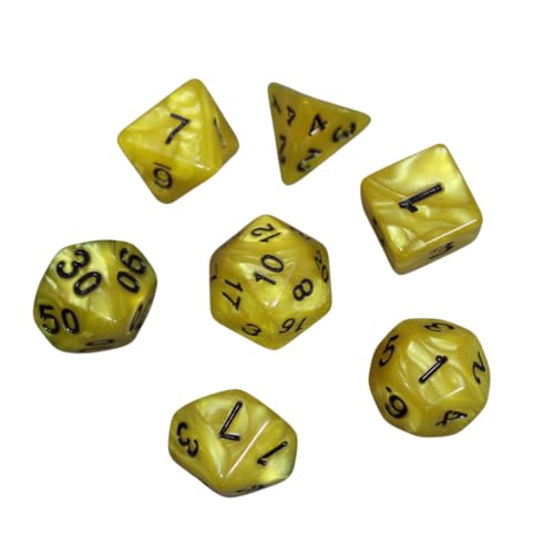 Tuscany gelb marmoriertes DND-Würfel-Set, 7-teiliges Würfel-Set, Rollenspielwürfel mit Würfelbeutel Tuscany gelb marmoriertes DND-Würfel-Set, 7-teiliges Würfel-Set, Rollenspielwürfel mit Würfelbeutel von Chessgammon