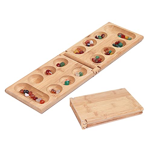 Chevnzev Afrika Mancala Brettspiel Mit Farbenfrohen Natursteinen Kieselsteine Falten Holzbrettschach Set Für Kinder Erwachsene Puzzlespielzeuge Chevnzev Afrika Mancala Brettspiel Mit Farbenfrohen Natursteinen Kieselsteine Falten Holzbrettschach Set Für Kinder Erwachsene Puzzlespielzeuge von Chevnzev