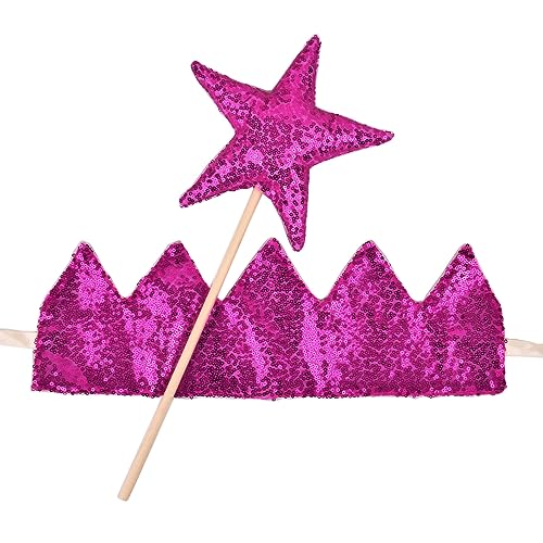 Chevnzev Geburtstagsfeier Kopfbedeckung Funkelnde Kronhaarband Star Fairy Stick Duschgeschenk Für Mädchenbühne Auftritte Fotoshootings von Chevnzev