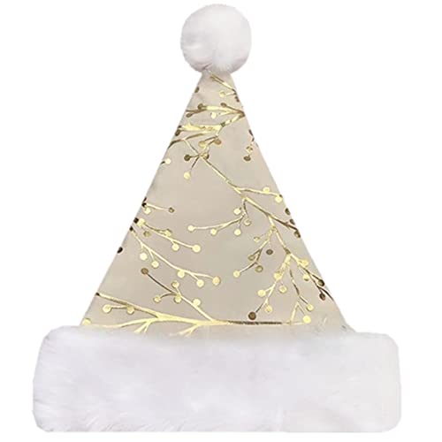Chevnzev Golden Santa Weihnachtshut Für Erwachsene Unisex Plüsch Gilding Muster Hats Für Neujahrsurlaub Party von Chevnzev