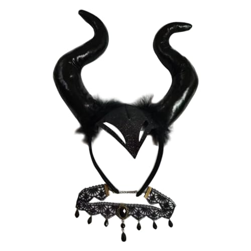Chevnzev Halloween Party Performances Cosplays Hörner Stirnband Halskette Requisiten Teufel Ohren Kopfstück Outfit Devil Kostüme Kits Chevnzev Halloween Party Performances Cosplays Hörner Stirnband Halskette Requisiten Teufel Ohren Kopfstück Outfit Devil Kostüme Kits von Chevnzev