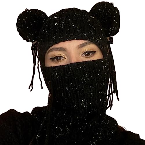 Chevnzev Lustige Gestrickte Mütze Halloween Bunte Regenbogenbären Kostüm Party Cosplay Katze Party Hüte von Chevnzev