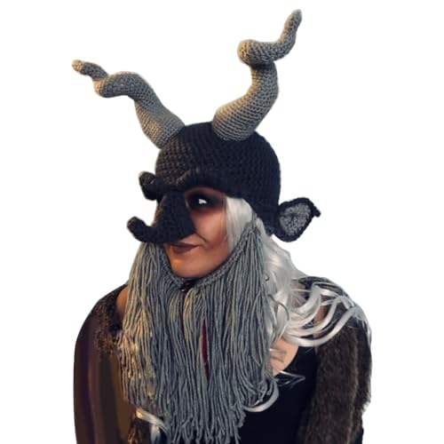 Chevnzev Spoof Halloween Strickhut Für Männer Frauen Neuheit Horn Face Kostüm Winter Warm Hat Party Accessoires Chevnzev Spoof Halloween Strickhut Für Männer Frauen Neuheit Horn Face Kostüm Winter Warm Hat Party Accessoires von Chevnzev