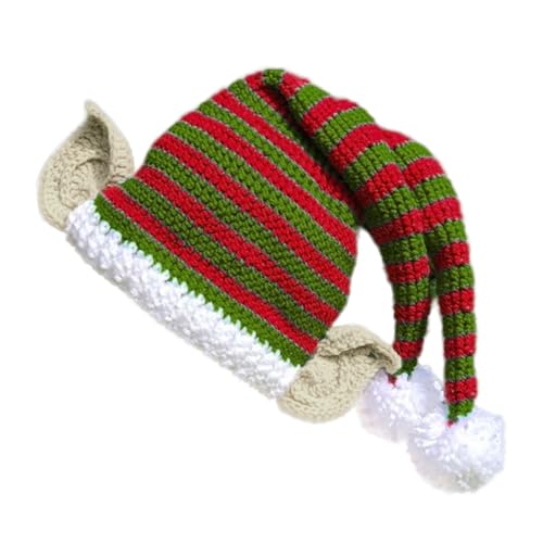 Chevnzev Weihnachten Santa Hüte Mit Weißen Plüsch Pom Strick Weihnachtsfeier Hats Santa Für Erwachsene Weihnachtsbaumschmuck von Chevnzev