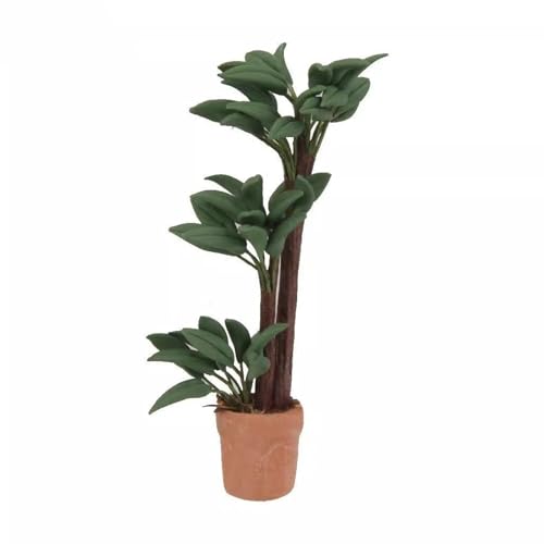 Chevnzev Realistische Pflanzenpännungshäuser Miniatur Brazilwood Money Tree Mit Töpferwaren Für 1/12 Dollhouses Garten Terrassen Dekore Miniaturdekoration von Chevnzev