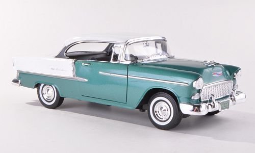 Chevrolet Bel Air Hardtop , metallic-grün/weiss, 1955, Modellauto, Fertigmodell, Motormax 1:18 von Chevrolet