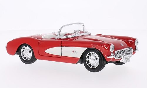 Chevrolet Corvette, rot/Weiss, 1957, Modellauto, Fertigmodell, Welly 1:24 von Chevrolet