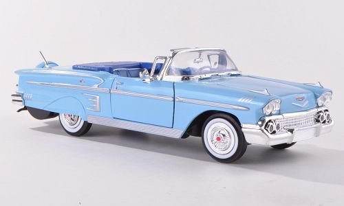 Chevrolet Impala Convertible, hell-blau , 1958, Modellauto, Fertigmodell, Motormax 1:24 von Chevrolet