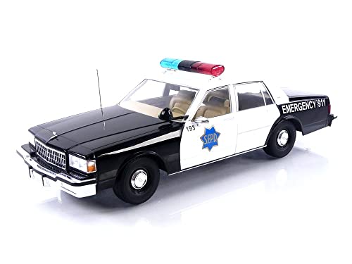 McG kompatibel mit Chevrolet Caprice SFPD San Francisco Police 1987 schwarz weiß Modellauto 1:18 von Chevrolet