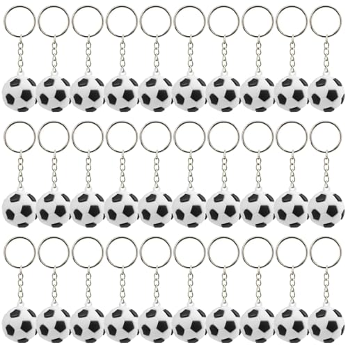 30 Fußball-Schlüsselanhänger, weiches Gummi, Mini-Fußbälle mit Metallringen, Sport-Schlüsselanhänger für Jugendpartys 30 Fußball-Schlüsselanhänger, weiches Gummi, Mini-Fußbälle mit Metallringen, Sport-Schlüsselanhänger für Jugendpartys von Chewtoyo
