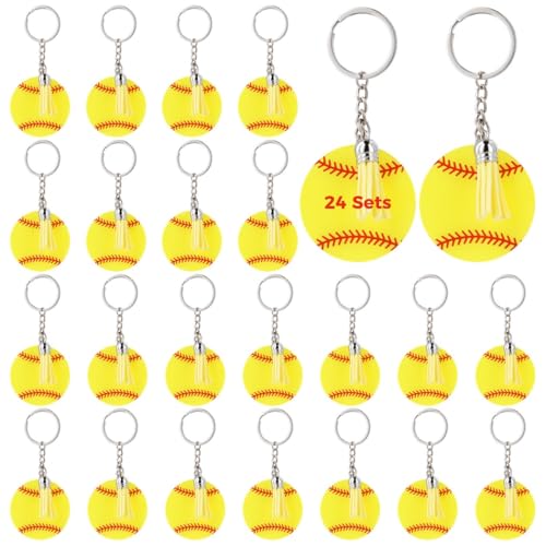 Chewtoyo 24 Acryl-Softball-Baseball-Schlüsselanhänger, Mini-Schlüsselanhänger mit Quasten, Sport-Dekor-Set zur Personalisierung, Schlüsselanhänger für Partys Chewtoyo 24 Acryl-Softball-Baseball-Schlüsselanhänger, Mini-Schlüsselanhänger mit Quasten, Sport-Dekor-Set zur Personalisierung, Schlüsselanhänger für Partys von Chewtoyo