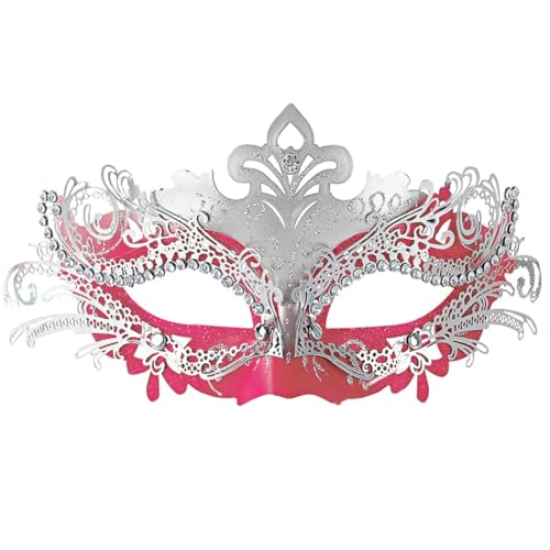 Elegante Maskerade Maske für Frauen, venezianische Halloween & Mardi Gras Maske, luxuriöse Partykleidung für Karneval und Bälle, Silber / Pink, Einheitsgr��e von Chewtoyo