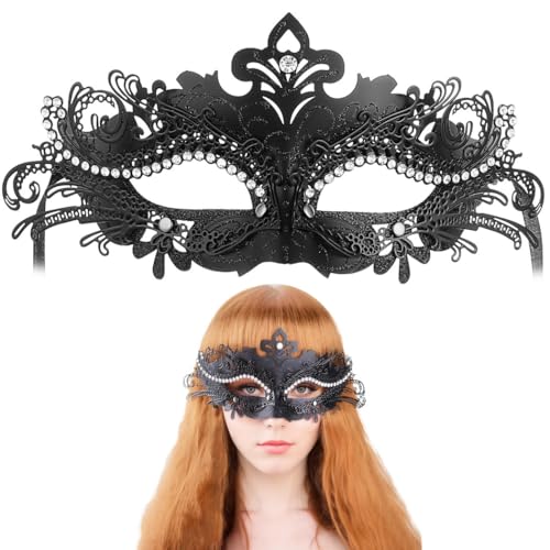 Funkelnde venezianische Maske mit Strasssteinen für Damen, Metall, Maskerade für Abschlussball, Cosplay, Themenfeiern, Schwarz, Einheitsgröße, Schwarz, Einheitsgröße Funkelnde venezianische Maske mit Strasssteinen für Damen, Metall, Maskerade für Abschlussball, Cosplay, Themenfeiern, Schwarz, Einheitsgröße, Schwarz, Einheitsgröße von Chewtoyo