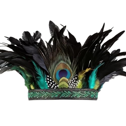 Halloween-Haarreif für Damen, schwarzes Feder-Design mit Pfauenfedern, elastische Passform für Erwachsenenpartys, Mehrfach, Einheitsgröße Halloween-Haarreif für Damen, schwarzes Feder-Design mit Pfauenfedern, elastische Passform für Erwachsenenpartys, Mehrfach, Einheitsgröße von Chewtoyo