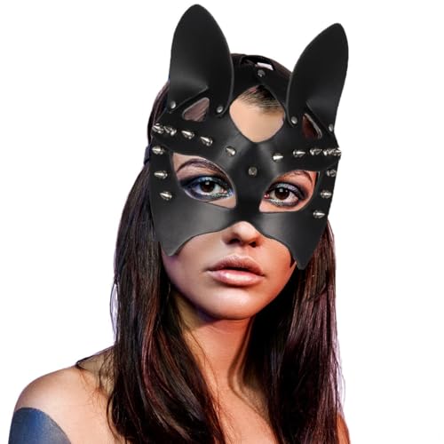 Stylische Leder Maskerade Maske mit Nieten für Frauen Schwarz Halbgesicht Mode für Partys und Karneval, Schwarz, Einheitsgr��e Stylische Leder Maskerade Maske mit Nieten für Frauen Schwarz Halbgesicht Mode für Partys und Karneval, Schwarz, Einheitsgr��e von Chewtoyo