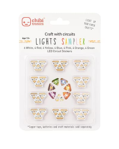 Chibitronics LED-Schaltkreis-Aufkleber, Megapack, 30 LED-Aufkleber, Rot, Gelb, Blau, Pink, Orange, Grün, Weiß von Chibitronics