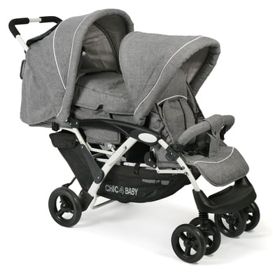 CHIC 4 BABY Geschwisterwagen DUO Melange grau-weiß von CHIC 4 BABY