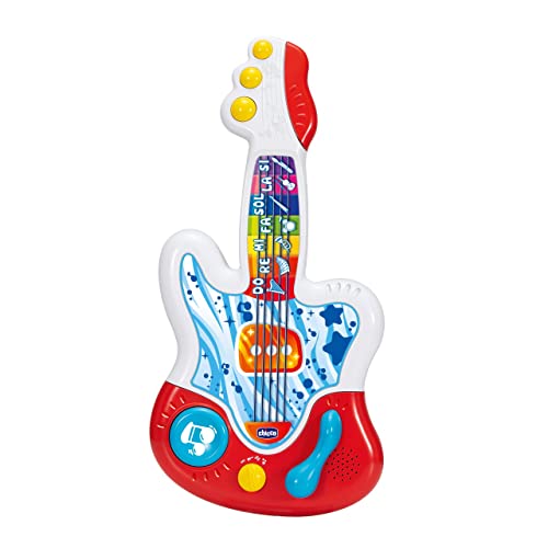 Chicco Meine erste elektronische Gitarre, interaktive Spielzeuggitarre, lehrt Spielen, Musiknoten, Lernspielzeug mit 3 Modi, +90 Sounds und Melodien, für Babys 9 Monate bis 4 Jahre von Chicco