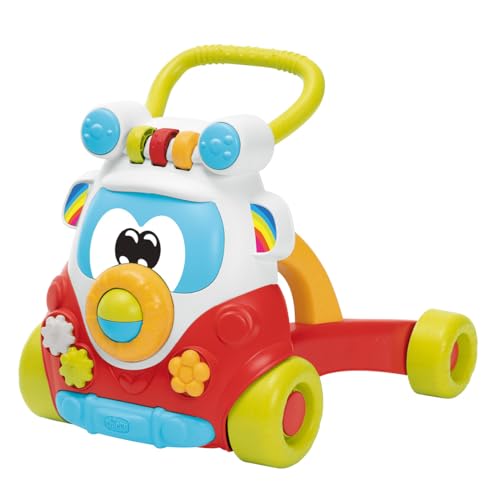 Chicco Happy Hippy 2in1 Lauflerner mit manuellem Aktivitätszentrum, bunter Kleinkinderbus mit 4 großen Rädern, Lernspielzeug für Baby & Kleinkind Geschenk - Babyspielzeug 9-24 Monate von Chicco