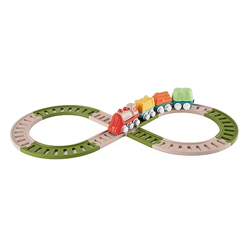 Chicco Spielzeugeisenbahn für Kinder, Umfangreiches Spielset, 18 Teile, Lokomotive, Waggons, Schienen, 2 Konfigurationen, Made in Italy, 80 Prozent Recycling-Kunststoff,Spielzeug für 18 Monate-3 Jahre von Chicco