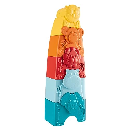 Chicco Eco+ Animal Tower, stapelbarer Turm und Stapelformen, 5 farbige stapelbare Formen, recycelter Kunststoff, entwickelt logische und manuelle Fähigkeiten, Made in Italy, Lernspiele, 9-36 Monate von Chicco
