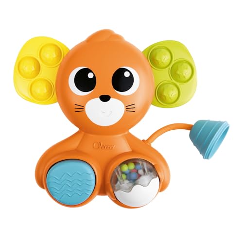 Chicco Multiaktivitäts-Maus, anregungsreiches mausförmiges Spielzeug, schult die Motorik, regt die Sinne an, 3 verschiedene Materialien, 6-36 Monate von Chicco