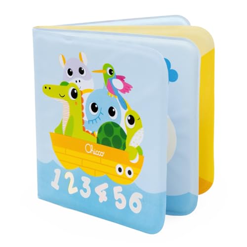 Chicco Baby-Badebuch, aus weichem Kunststoff, lernt Zahlen, Farben und Tiere, leicht und einfach zu öffnen, färbt Sich mit Wasser, Spielzeug für Kinder von 6-36 Monaten von Chicco
