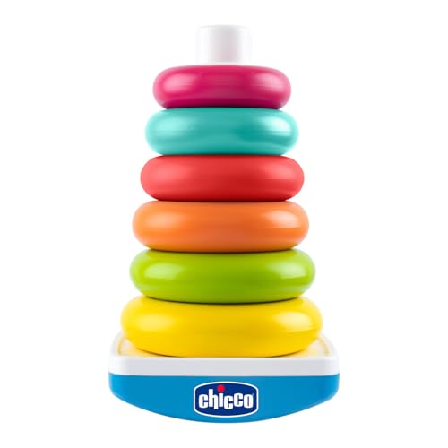 Chicco Ring Turm, Spiel mit schwingendem Unterteil und 6 stapelbaren farbigen Ringen, Kinderspielzeug, 9-36 Monate von Chicco