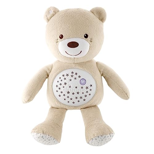 Chicco First Dreams Baby Bär Plüsch-Teddybär, weicher Projektor mit Nachtlicht, Lichteffekten und entspannenden Melodien, Beige - Kinderspielzeug 0+ Monate von Chicco