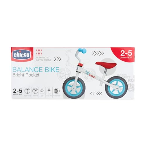 Chicco Balance Bike Bright Rocket, pedalfreies Kinderfahrrad, leichtes Balance Bike, mit verstellbarem Lenker und Sitz, max 25 kg, weiß, 2-5 Jahre, Geschenkidee von Chicco