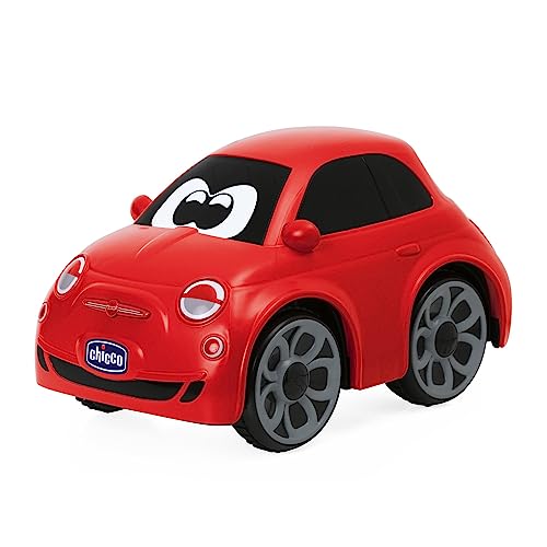 Chicco FIAT 500 RC Ferngesteuertes Sportauto, Ferngesteuert mit intuitivem Lenkrad, Funkgesteuertes Motorfahrzeug mit Geräuschen und Hupe - Spielzeug für Kinder ab 2 Jahren - Rot von Chicco
