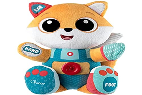 Chicco ABC Foxy, Plüschtier für Babys, 6 Monate, zweisprachiges sprechendes Spielzeug, mit interaktiven Tasten und Montessori-Aktivitäten, Spiele für Kinder 6 Monate – 4 Jahre von Chicco