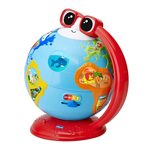 Chicco Globus, sprechendes Lernspielzeug, Geographie, Musik und Kuriositäten der Welt, Flora und Fauna, 300 Sätze, Wettbewerbe und Lieder, Montessori-Methode von Chicco