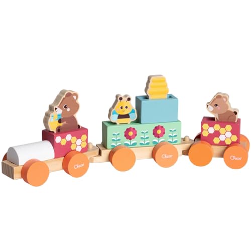 Chicco Holzspielzeug, Teddybär-Zug, Montessori-Spiel, 3 Exklusive Figuren, 5 farbige Blöcke, Zug mit 3 freilaufenden Waggons, Mädchenspielzeug, Kinderspielzeug ab 2 Jahren, Geschenkidee Chicco Holzspielzeug, Teddybär-Zug, Montessori-Spiel, 3 Exklusive Figuren, 5 farbige Blöcke, Zug mit 3 freilaufenden Waggons, Mädchenspielzeug, Kinderspielzeug ab 2 Jahren, Geschenkidee von Chicco