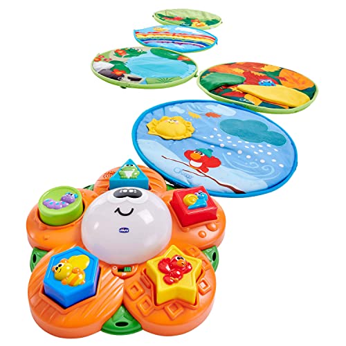 Chicco Jahreszeiten Baby Spielmatte, Multisensorische Matte und Formensortierer mit 5 weichen Matten und zentraler Blume mit Geräuschen und Lichtern - Baby- und Kinderspielzeug 9+ Monate von Aminoter