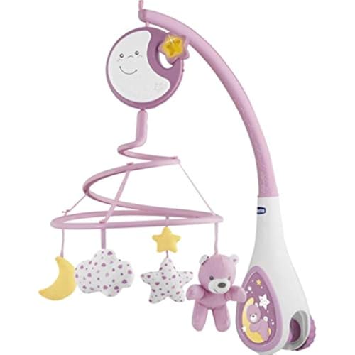 Chicco Next2Dreams Babybett Mobile mit Licht und Musik - 3 in 1 Baby Mobile Kompatibel mit Next2Me Babybett, mit Soundeffekten, Nachtlichtprojektor und Klassischer Musik - 0+ Monate, Pink von Chicco