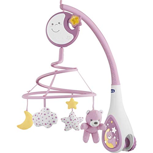 Chicco Next2Dreams Babybett Mobile mit Licht und Musik - 3 in 1 Baby Mobile Kompatibel mit Next2Me Babybett, mit Soundeffekten, Nachtlichtprojektor und Klassischer Musik - 0+ Monate, Pink von Chicco