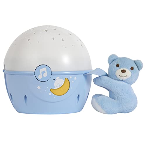Chicco Next2Stars Nachtlicht Baby Sternenhimmel Projektor mit Plüschtier - Sternenlicht Projektor für Babybettchen, Nachtlicht mit Soundsensor, 3 Lichteffekte und Musik - 0+ Monate, Blau von Chicco