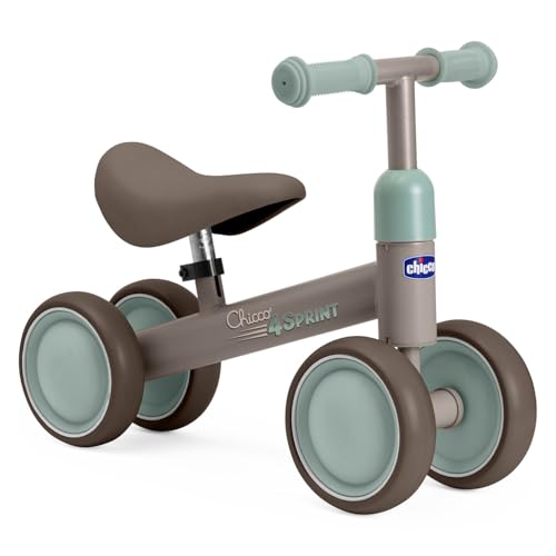 Chicco Ride-ON Quadricycle ohne Pedale, Pedalfreies Balance-Fahrrad für Kinder, Vierrad, Leichtlauf, Gummiräder, weicher Rutschfester Sitz, rutschfeste Griffe, 1-3 Jahre, max. 20 kg, Beige von Chicco