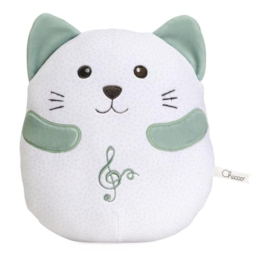 Chicco Schnurrende Katze, Interaktives Plüschtier, Imitiert den Klang und die Vibrationen Einer Schnurrenden Katze, Klassische Musik, Weiches Kissen, Waschmaschinenfest, Babyspielzeug ab 0 Monaten von Chicco