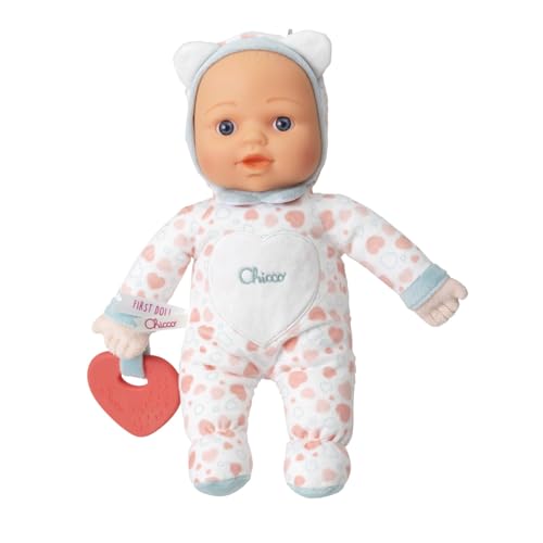 Chicco Spielzeug Mein erstes Puppen, mit weichem Herz, Beißring für das Zahnen, weich und leicht, waschbar in der Waschmaschine, Herzmuster, ab 0 Monaten+ von Chicco