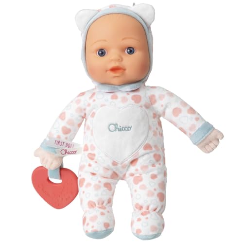 Chicco Spielzeug Mein erstes Puppen, mit weichem Herz, Beißring für das Zahnen, weich und leicht, waschbar in der Waschmaschine, Herzmuster, ab 0 Monaten+ von Chicco