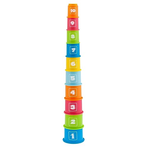Chicco Zahlenturm zum Stapeln, 10 Becher mit verschiedenen Größen und Farben zu stapeln, mit Zahlen zu sortieren, Stapelbecher, entwickelt logische Fähigkeiten, 9-36M von Chicco