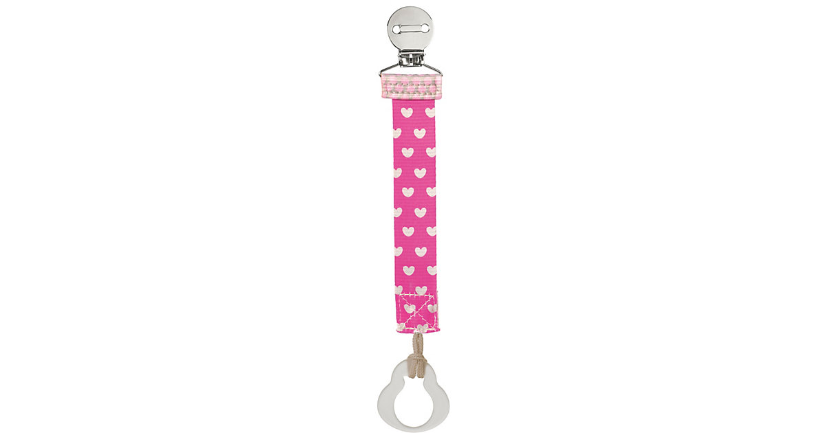Schnullerband Girl, mit Knopf und Ring, Herzen rosa von Chicco