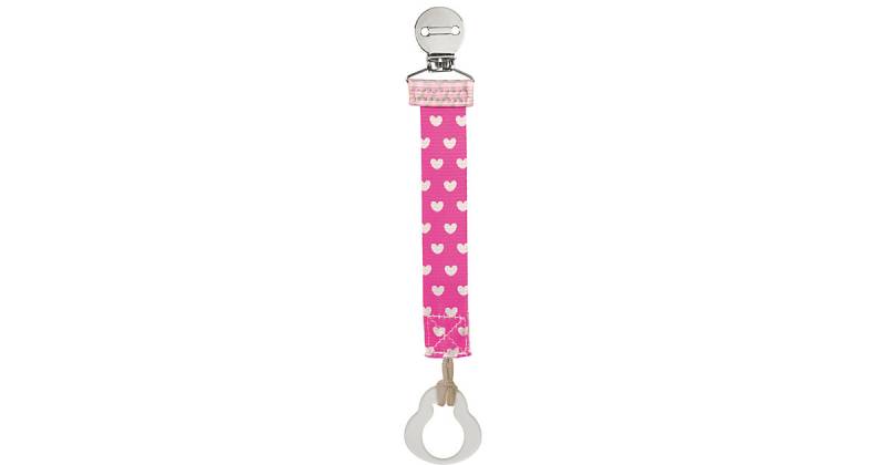 Schnullerband Girl, mit Knopf und Ring, Herzen rosa von Chicco