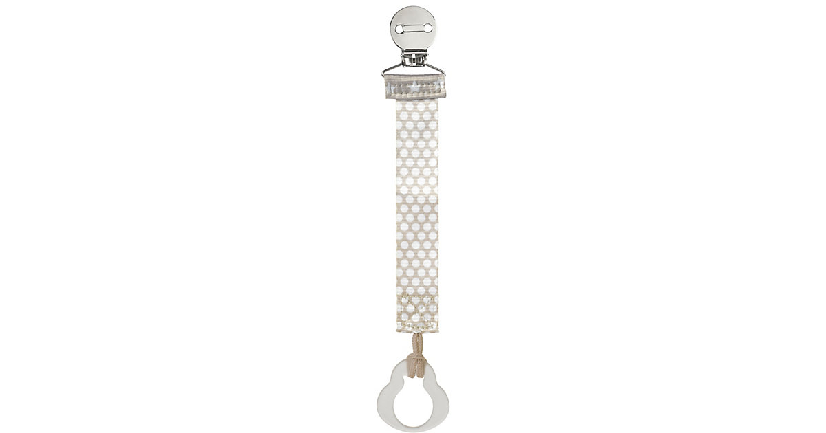 Schnullerband Neutral, mit Knopf und Ring, Punkte beige Schnullerband Neutral, mit Knopf und Ring, Punkte beige von Chicco