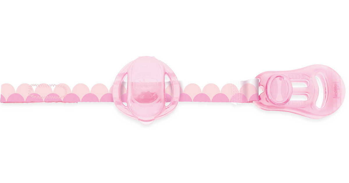 Schnullerband mit Saugerschutz, pink von Chicco