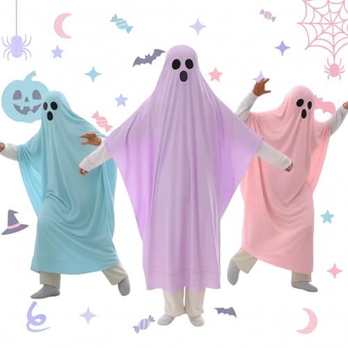 Chicingyou Halloween-Geister-Kostüm für Erwachsene, Kostümparty, Cosplay, Geisterumhang, Kostüm, Rosa, Lila und Blau, Geister-Set für Halloween, Cosplay-Party von Chicingyou