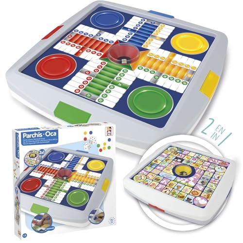 Chicos - Parchis und Oca Spiele Automatisches | 2-in-1-Brettspiele | Oca und Ludo Spielset | Familienbrettspiele (64001) von Chicos